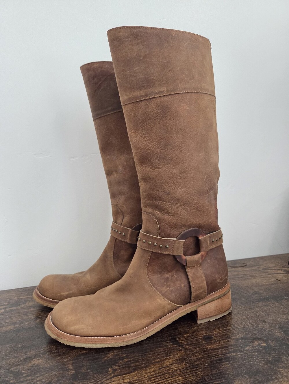 NEW Giorgia Galassi Tall Riding Boots Harness Leather Boho Equestrian Hippie 12
